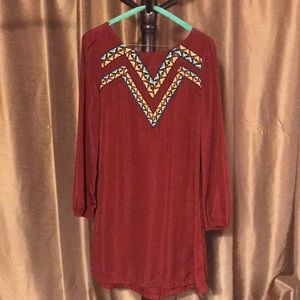 Long Sleeve Aztec accent dress